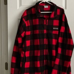 Columbia Red and Black Checkered Fleece Jacket